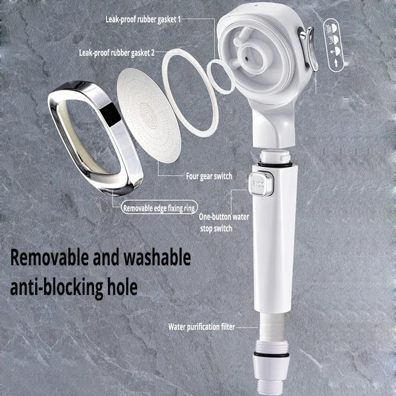 Pommeau de Douche à Haute Pression, T-shirts d'Eau, 3 Modes, Réglable, Arrêt à une Touche, Pulvérisateur de Énergie, Accessoires HOAccessrespiration
