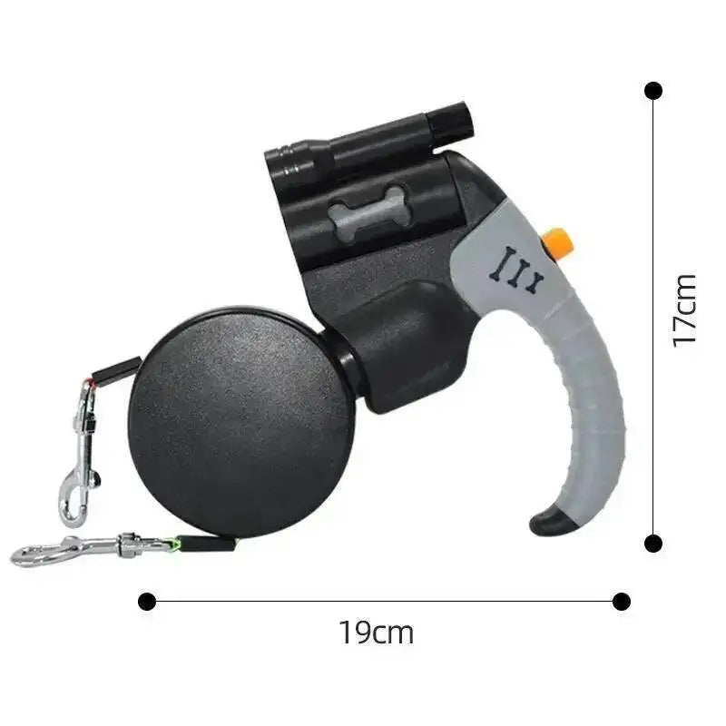 Laisse de chien rétractable automatique à double tête, corde de 3 m pour 2 chiens avec lampe torche LED, corde de traction double à 360 degrés, fournitures pour animaux de compagnie