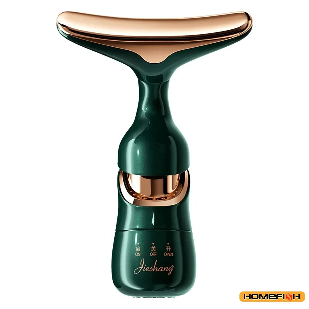 Système de beauté pour le visage HOMEFISH, appareil 3-en-1 avec vibration sonique et luminothérapie LED pour le lifting, le raffermissement et l'éclat