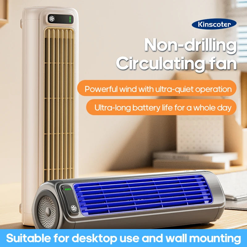 KINSCOTER ventilateur de climatiseur de bureau sans perçage 3 vitesses de refroidissement ventilateur mural Rechargeable silencieux pour la maison cuisine salle de bain