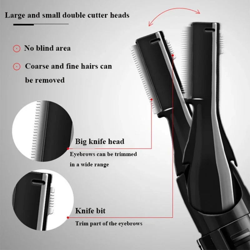 Rasoir de sourcils électrique rasoir de mise en forme des sourcils rasage Portable avec double tête de coupe conception lavable tondeuse à cheveux outils de rasoir