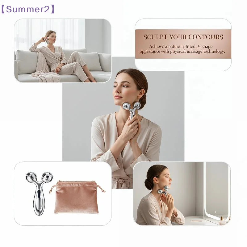 【Xia2】Masseur à double rouleau 3D avec effet liftant et raffermissant pour le visage, pour les soins quotidiens à domicile, les voyages et la routine beauté {S}