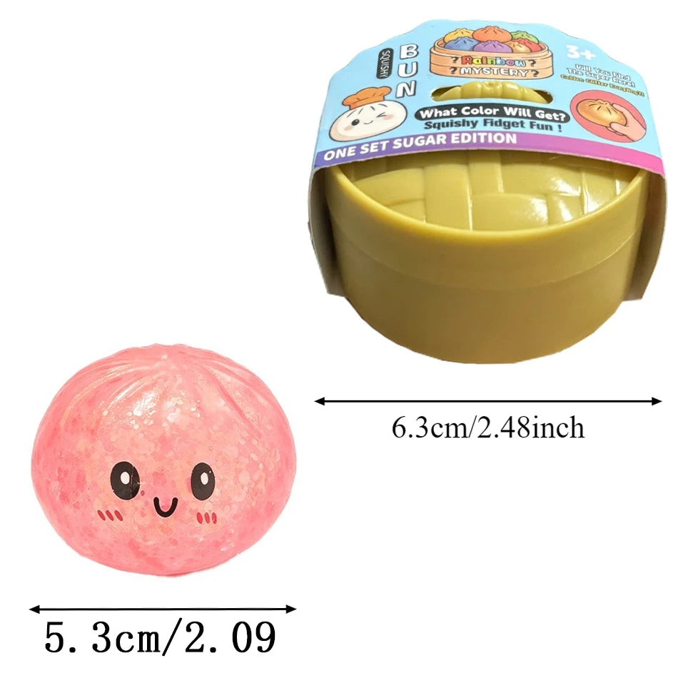 Dumpling Squishy Scintillant ULTRA RARE Édition Dorée à Paillettes Cachées, Balle Sensorielle en Pâte TPR Souple pour Soulagement du Stress