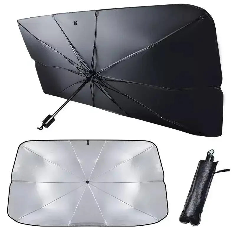 Pare-soleil de pare-brise de voiture, pare-soleil/couvercle de parapluie pliable pour la plupart des voitures, pare-soleil réfléchissant pour pare-brise avant de voiture
