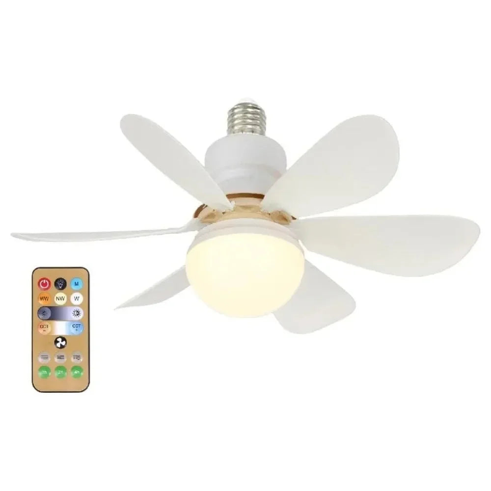 Ventilateur de plafond LED 40W E27 avec télécommande pour variation de luminosité, adapté au salon, au bureau, à un usage domestique, 85-265V