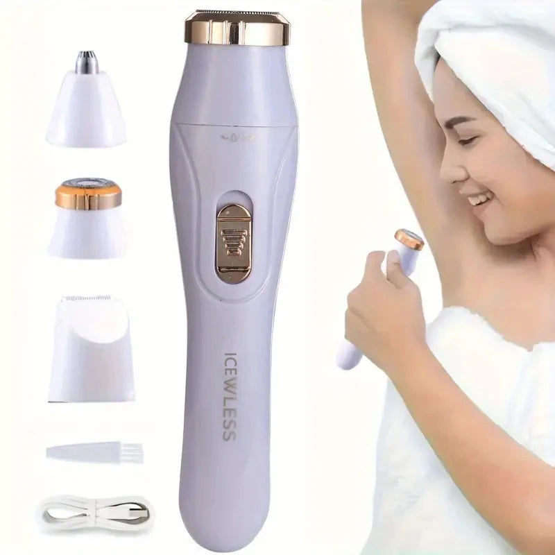 Ensemble d'épilation électrique 3 en 1, tondeuse pour le nez rechargeable par USB, aisselles, poils des jambes, dispositif d'épilation du nez