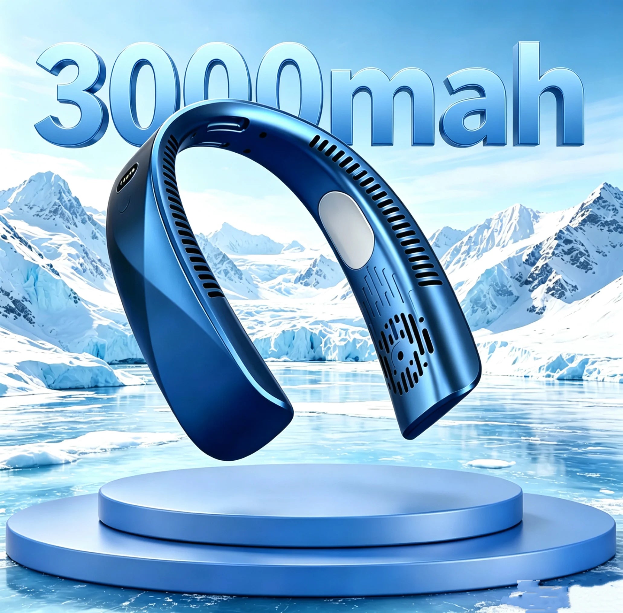 Ventilateur portable USB 8000 mAh à suspendre au cou, sans pales, mini, rechargeable, silencieux, avec affichage numérique LED, rafraîchisseur d'air électrique portatif