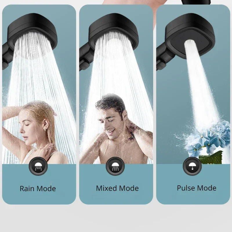 Pommeau de Douche à Haute Pression, T-shirts d'Eau, 3 Modes, Réglable, Arrêt à une Touche, Pulvérisateur de Énergie, Accessoires HOAccessrespiration