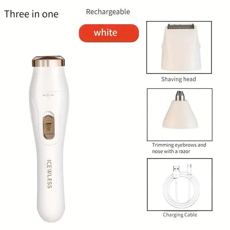 Ensemble d'épilation électrique 3 en 1, tondeuse pour le nez rechargeable par USB, aisselles, poils des jambes, dispositif d'épilation du nez