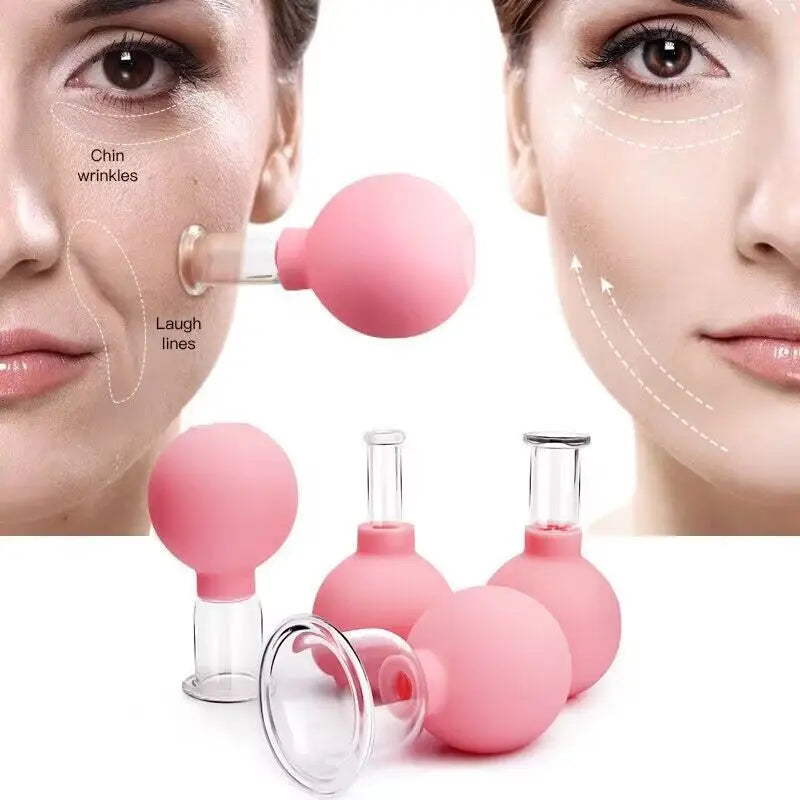 Ensemble de ventouses en caoutchouc, masseur de visage sous vide, Lifting de la peau, tasses Anti-Cellulite, ventouses Anti-rides, outil de thérapie en verre