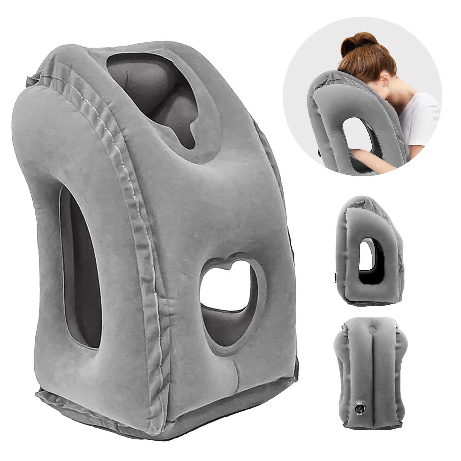 Oreiller de voyage gonflable 1 pièce, oreiller d'avion avec conception de Valve brevetée, accessoires de voyage avec soutien du cou et de la tête, voyage