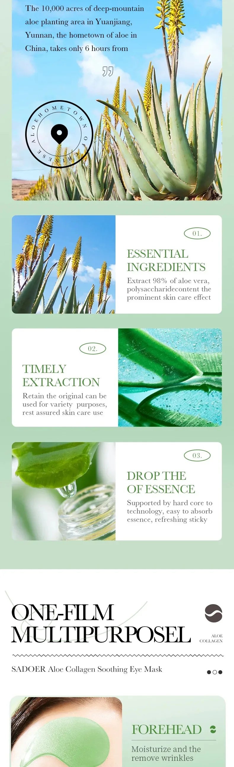 Patchs Contour des Yeux au Collagène & Aloe Vera – 60 Pièces