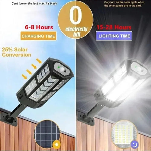 30000LM lampes LED solaires lumières solaires extérieures de capteur de mouvement 3 Modes étanche IP65 lumière de jardin solaire lanterne de cour de rue
