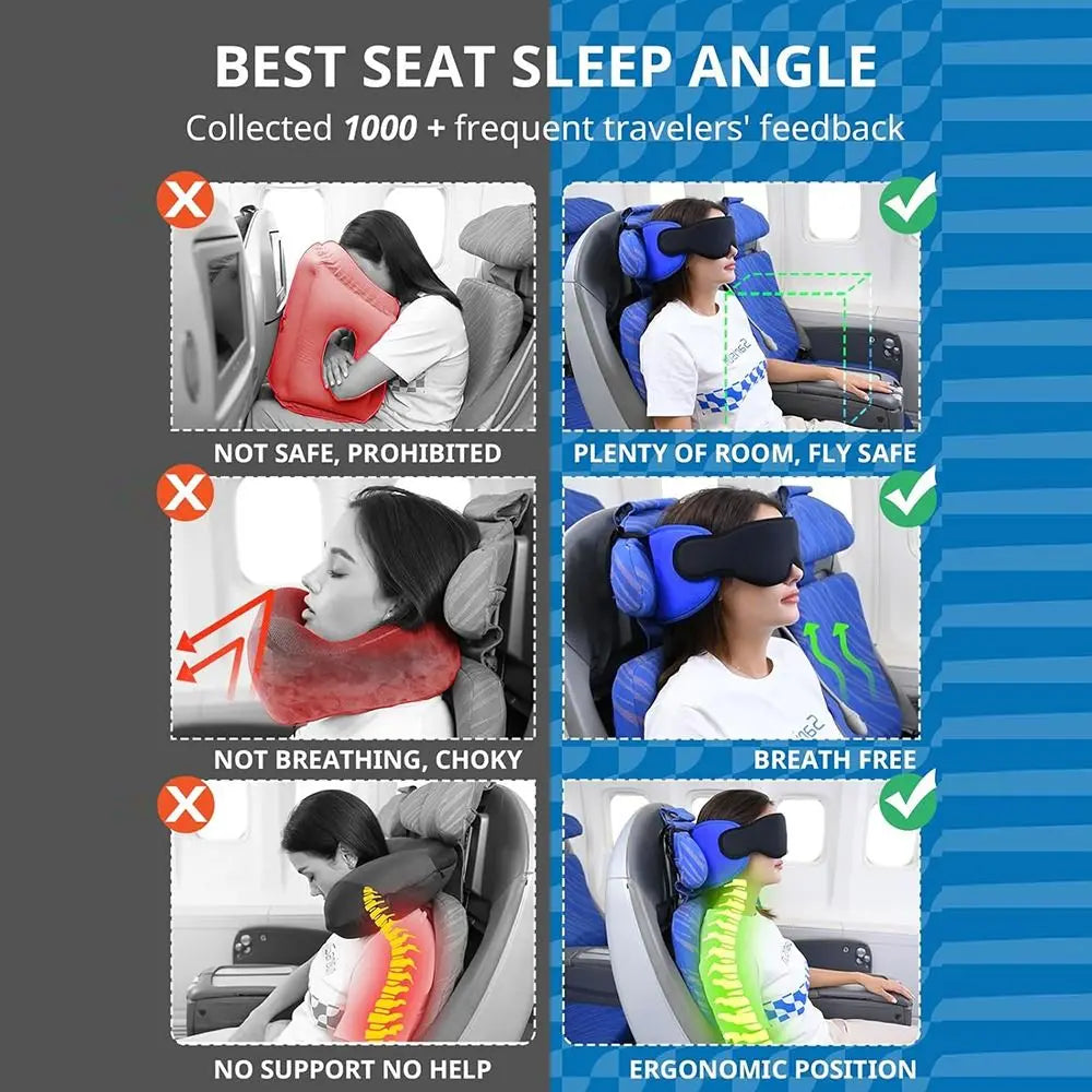 Oreiller de voyage profilé 3D, 100% occultant, masque de sommeil à pression oculaire zéro, doux et réglable, accessoires de voyage pour avion
