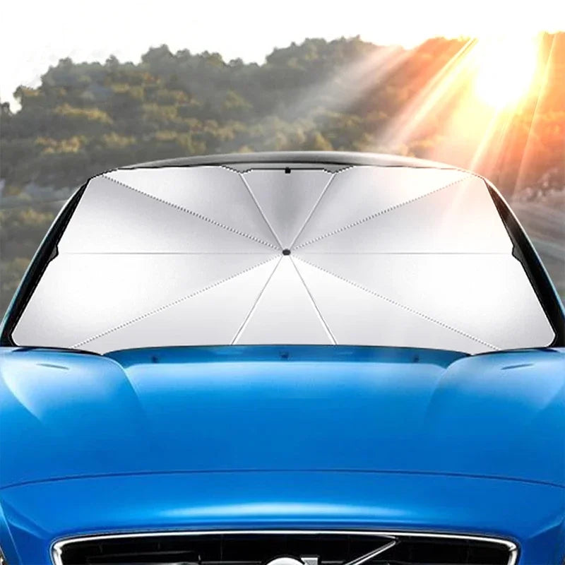 Pare-soleil de pare-brise de voiture, pare-soleil/couvercle de parapluie pliable pour la plupart des voitures, pare-soleil réfléchissant pour pare-brise avant de voiture
