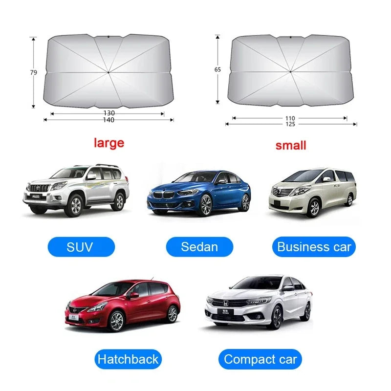Pare-soleil de pare-brise de voiture, pare-soleil/couvercle de parapluie pliable pour la plupart des voitures, pare-soleil réfléchissant pour pare-brise avant de voiture