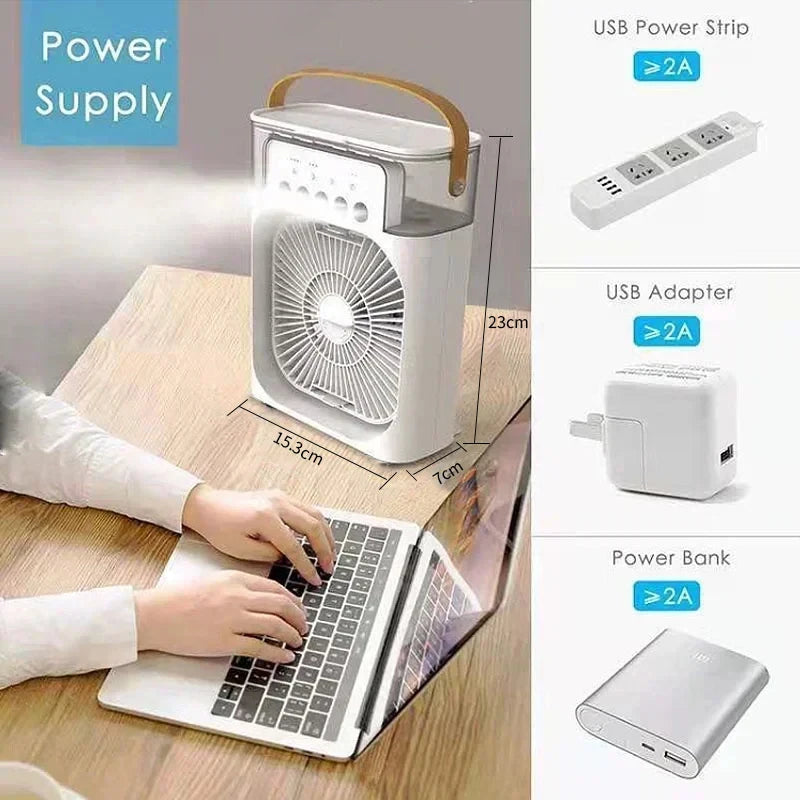 3 en 1 nouveau ventilateur climatiseur ménage petit refroidisseur d'air LED veilleuse Portable humidificateur réglage de l'air ventilateur bureau maison ventilateur