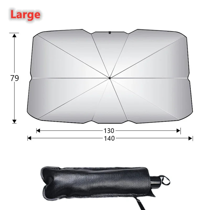 Pare-soleil de pare-brise de voiture, pare-soleil/couvercle de parapluie pliable pour la plupart des voitures, pare-soleil réfléchissant pour pare-brise avant de voiture