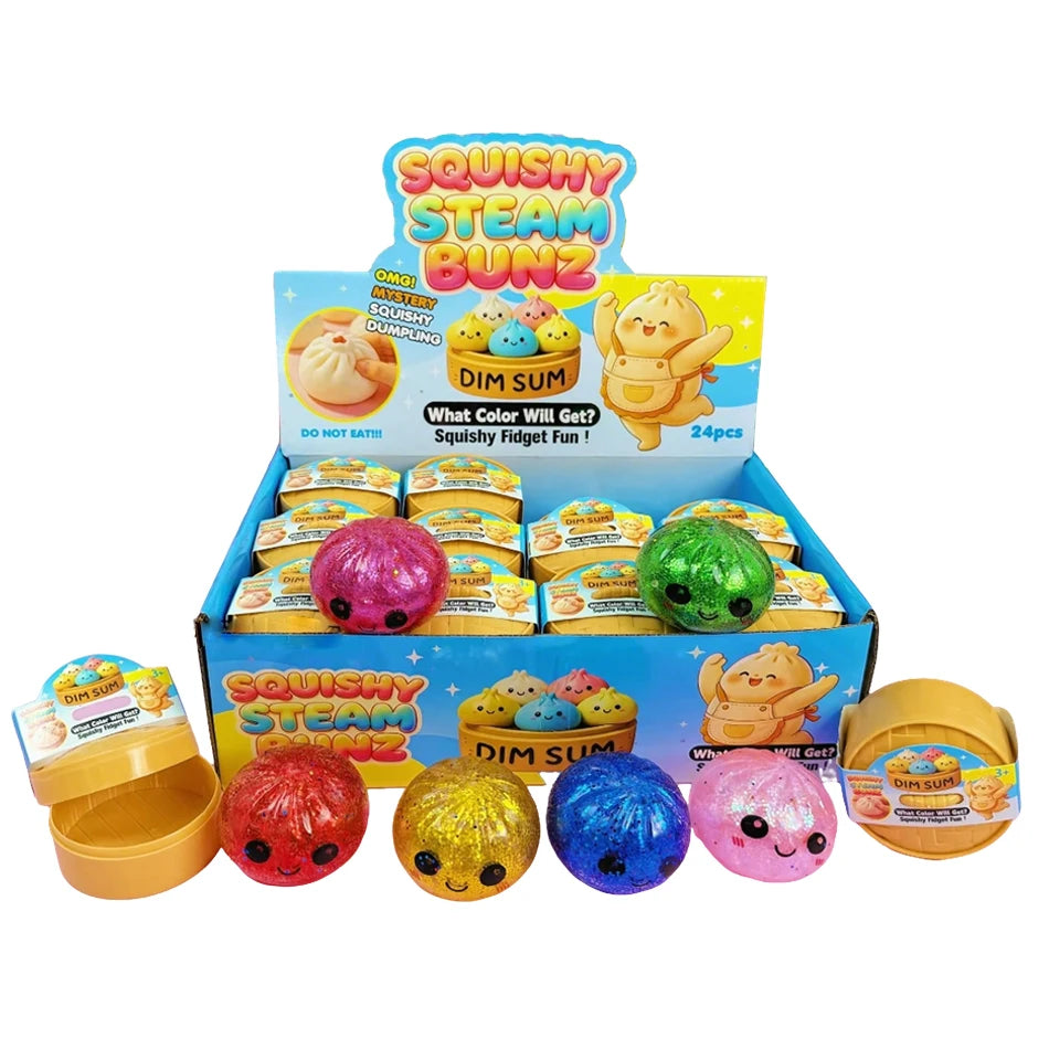 Dumpling Squishy Scintillant ULTRA RARE Édition Dorée à Paillettes Cachées, Balle Sensorielle en Pâte TPR Souple pour Soulagement du Stress