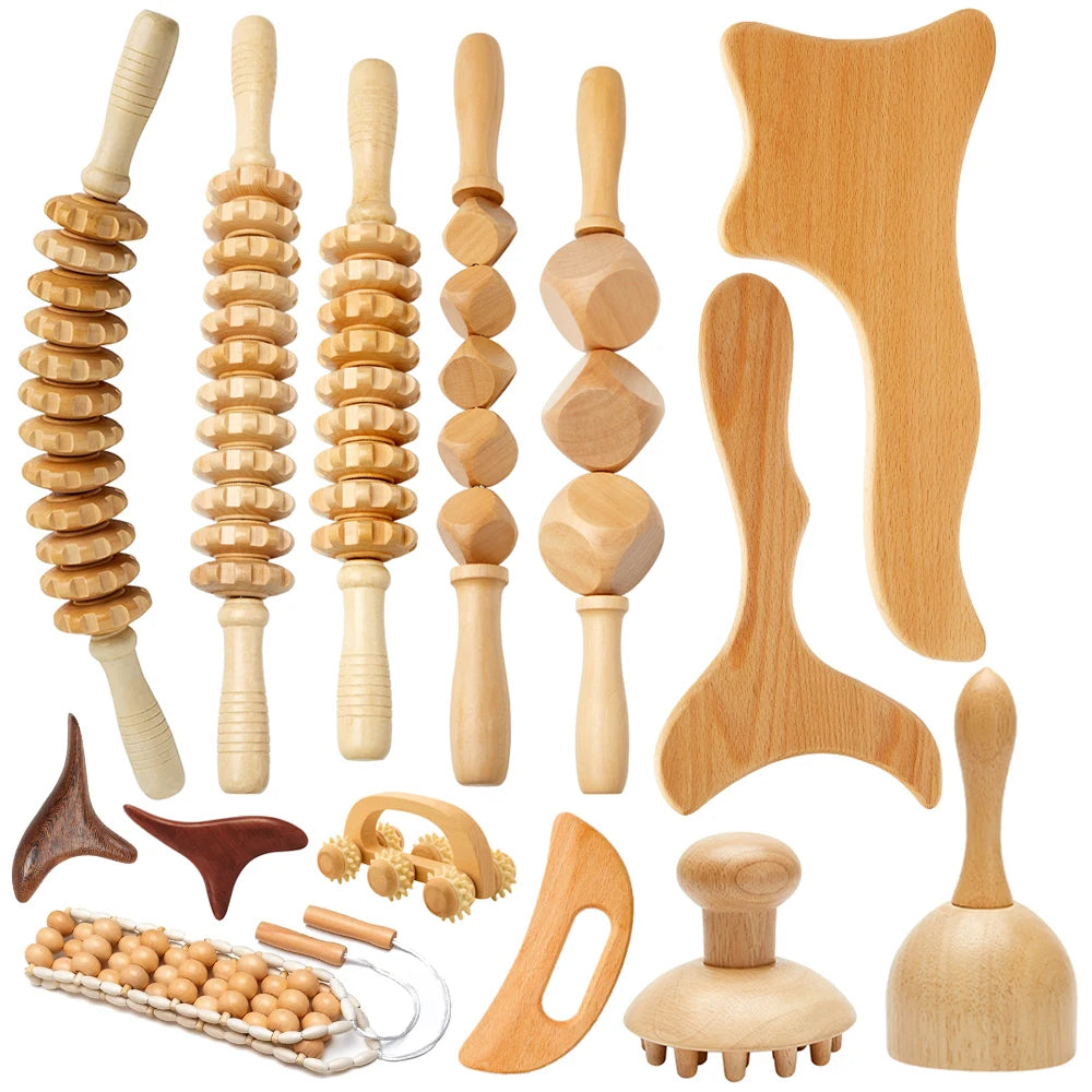 Outils de Massage en bois, masseur de Drainage lymphatique en bois, Anti-Cellulite, outils de mise en forme du corps pour la beauté, Gua Sha, soulagement des muscles douleurs