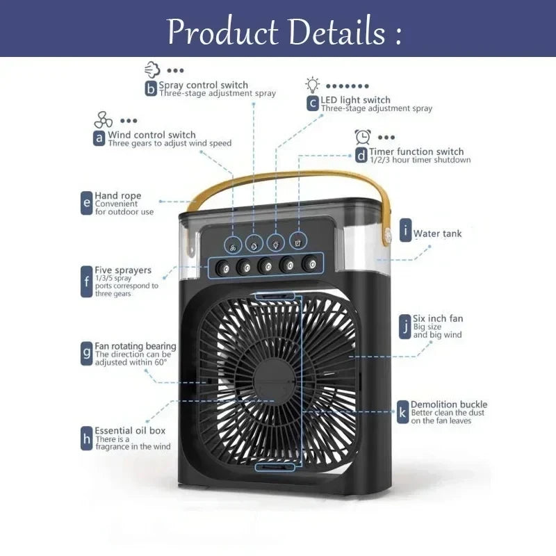 3 en 1 nouveau ventilateur climatiseur ménage petit refroidisseur d'air LED veilleuse Portable humidificateur réglage de l'air ventilateur bureau maison ventilateur