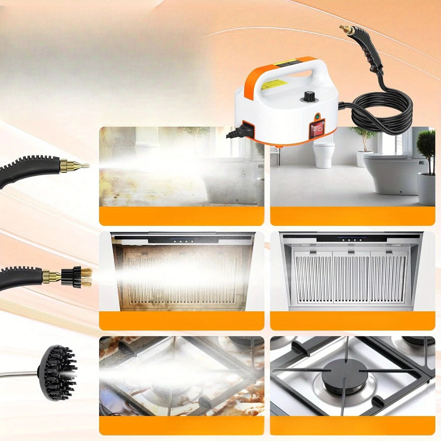 Nettoyeur vapeur haute pression 4,5 BAR, machine de nettoyage portative avec grand réservoir et 6 niveaux de réglage pour une utilisation domestique sur tapis, canapé, sol et intérieur de voiture